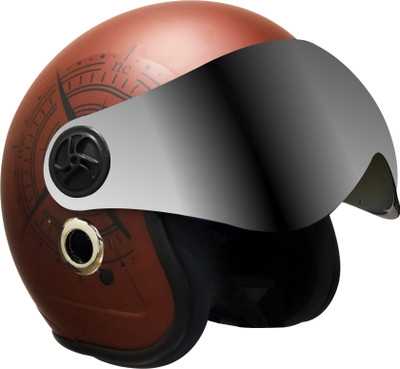 TURTLE Star With Visor Half Face Mercury Visor L-60 cm Motorbike Helmet(Red)