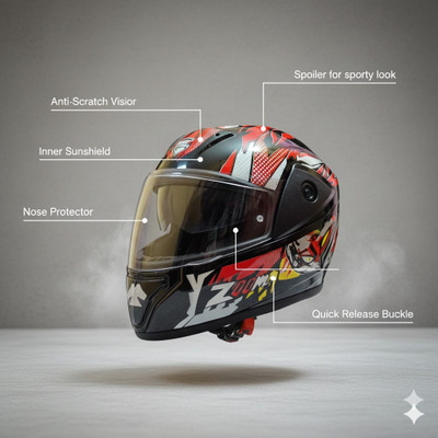 YOURCITYSELLER 6 jali helmet stiss red Motorbike Helmet(dark red)