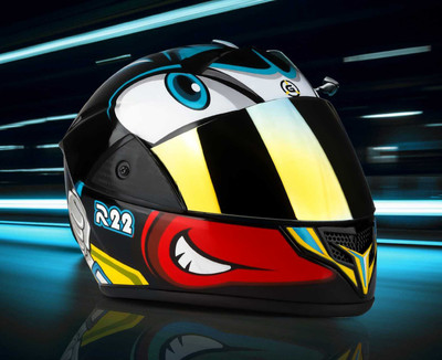 Agx Jazz Eye with Rainbow Visor ABS Material Motorbike Helmet(Blue)