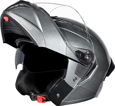 STUDDS Trooper Flip-up Full Face with Dual Visor Motorbike Helmet(Gun grey)