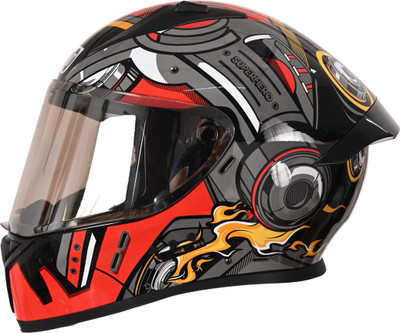 Smart BT D1 Bolt Superhero Red Black DOT & ISI Certified Bluetooth Motorbike Helmet(Red Black)