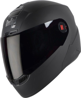 Steelbird Air 7 FLIP-UP (SMOKE-VISOR) MATTE DASHING BLACK 580 MM Motorbike Helmet(Black)