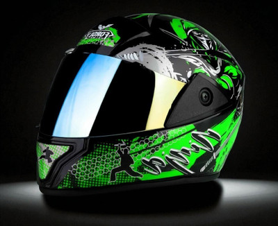 TRINOS Rado Ninja with Rainbow Visor ABS Material (NN-1) Motorbike Helmet(Green)