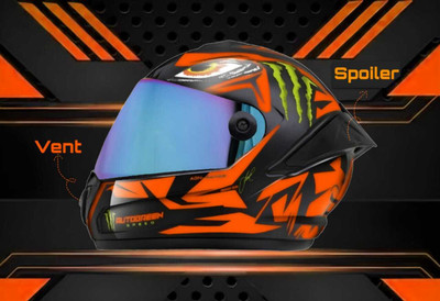 Agx Speed Monster ABS Material with Rainbow Visor Motorbike Helmet(Orange)