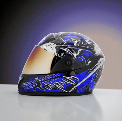 deletion Ninja Rado with Rainbow Visor ABS Material (PP-1) Motorbike Helmet(Blue)