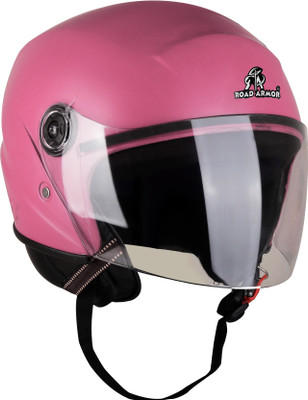 urban carrier ABS Material Open Face Clear Visor, UV Scratch Resistance for men only in M Size Motorbike Helmet(Pink)
