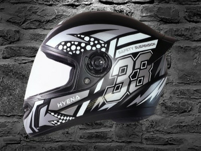 OZONE JSR_CLASS 1 QUALITY_FULLFACE_HYENA_HELMET_A1_L54 Motorbike Helmet(SILVER BLACK)