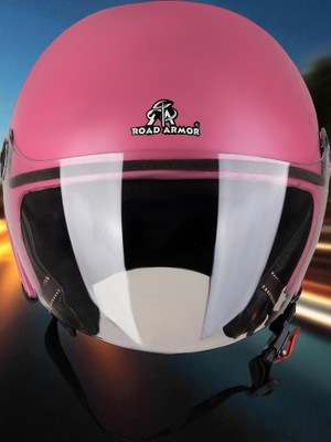 ROAD ARMOR nEW ABS Material Open Face Clear Visor, UV Scratch Resistance only in M Size Motorbike Helmet(Pink)