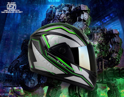 urban carrier ABS Material Full Face Rainbow Visor, UV Scratch Resistance(E124) Motorbike Helmet(Green)