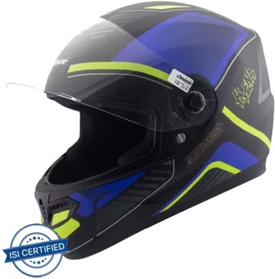 OZONE IS 4151 Motorbike Helmet(BLACK-BLUE-DESIGN)