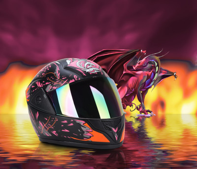 HILLIYARD Men's ABS Material Shell Full Face Rainbow Visor, Unti UV Scratch resistance Motorbike Helmet(Pink)