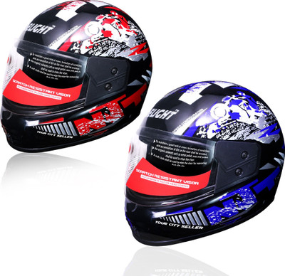 YOURCITYSELLER Combo Stylish Multicolor Full Face Shield Helmet Motorbike Helmet(Multicolor)