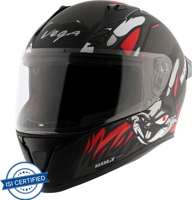 VEGA Bolt Bunny Motorbike Helmet(Dull Black Red)