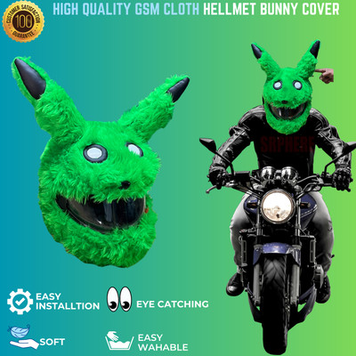 SRPHERE Green Pikachu Bunny Helmet Cover (Only Cover) Motorbike Helmet(Green)