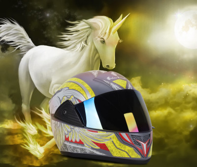 urban carrier ABS Material Full Face Stylish with Rainbow Visor For Men Motorbike Helmet Motorbike Helmet(Yellow)