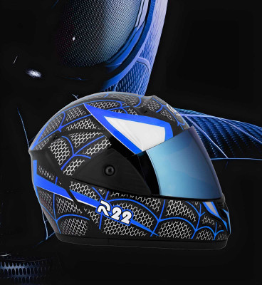 Agx Rado Spider ABS Material with Rainbow Visor Motorbike Helmet(Blue)