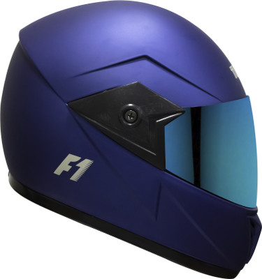 TURTLE F1 Full Face Rainbow Visor L-60 cm Motorbike Helmet(Blue)