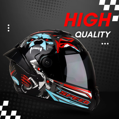 FOROLY Auto Green speed Wolf ABS Material with Black PC visor Motorbike Helmet(Multicolor)