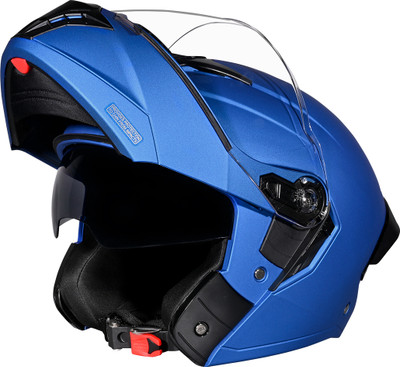 STUDDS Trooper Flip-up Full Face with Dual Visor Motorbike Helmet(Matt Blue)