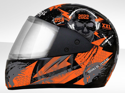 FOROLY Full Face Skull ISI Motorbike Helmet(Orange)