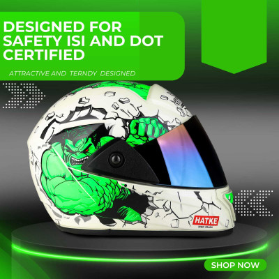 Agx Jazz Hulk with Rainbow Visor ABS Material Motorbike Helmet(White)