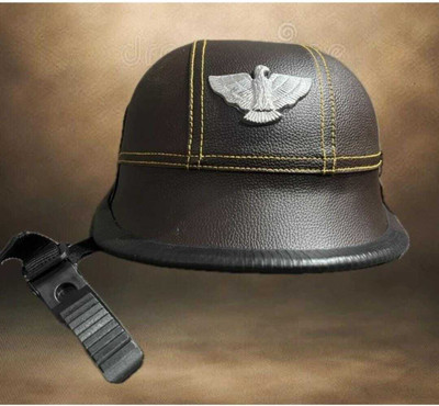 oxigen ABS GERMAN/RETRO HALF FACE HELMET INSPIRED BY WORLD WAR II (DARK GREEN) Motorbike Helmet(Dark Brown)