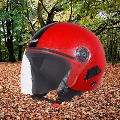 OZONE Zzz Plain_OF_Unisex_largesize_Oz044 Motorbike Helmet(Red)