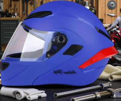 deletion Flip-Up, ABS Material, ISI Certified Unisex PC visor and Anti Odour Cloth (OO-1) Motorbike Helmet(Blue)
