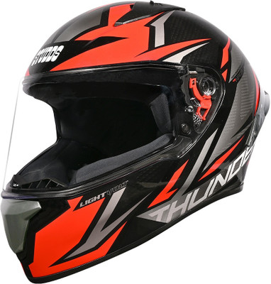 STUDDS Thunder Lightvolt ISI and DOT Certified Full Face Helmet Motorbike Helmet(Black Red - N4 - Grey)