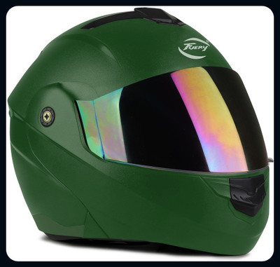 fuery Flipup rainbow Green helmet for boys & girls RFU-47_New Motorbike Helmet(Green)
