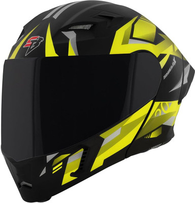 Steelbird Air SBA-20 ISS SHIELDX Flip UIp Large Motorsports Helmet(MAT BLACK WITH NEON)