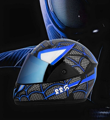 FOROLY Rado Spider ABS Material with Rainbow Visor (Q-1) Motorbike Helmet(Blue)