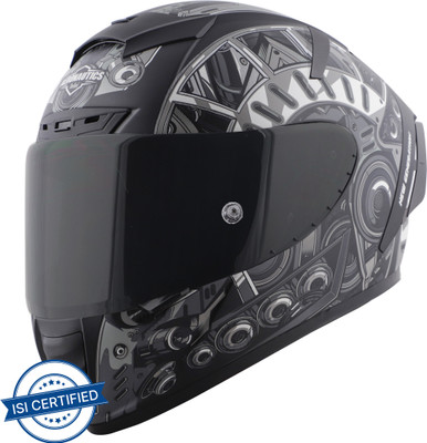 Steelbird SA-2 Terminator 2.0 Aerodynamic Full Face Helmet Motorbike Helmet(Matt Black Grey with Smoke Visor)