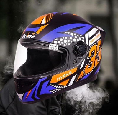 OZONE Full Face_Unique Design Helmet_Premium Class_@V@38 Motorbike Helmet(BLUE BLACK)