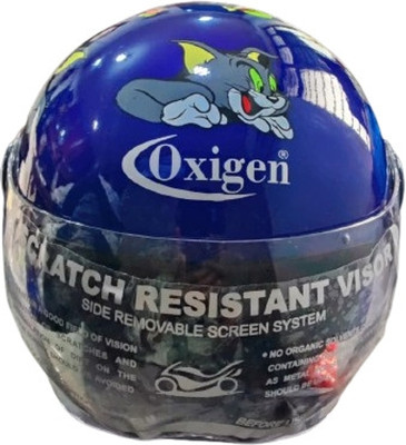 oxigen Tom & Jerry Design Helmets for Kids (Navy Blue) Motorbike Helmet(Navy Blue)