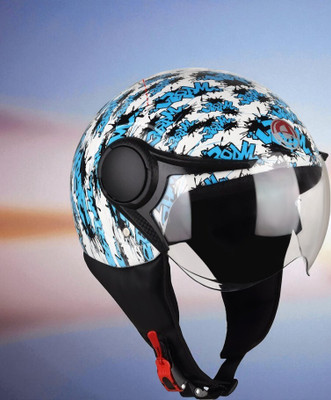 TRINOS Atom Texture with Anti UV PC Visor ABS Material Unisex (PP-1) Motorbike Helmet(Blue)