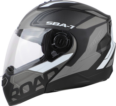 Steelbird Air SBA-7 ROAD FLIP UP GLOSSY BLACK GREY M SIZE 580MM Motorbike Helmet(GLOSSY BLACK GREY)