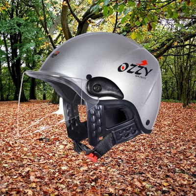 OZONE Ozzy Plain_OF_Unisex_largesize_Oz053 Motorbike Helmet(Grey)