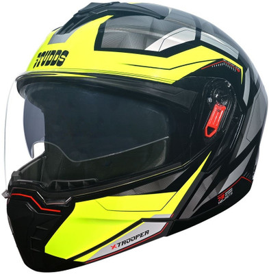 STUDDS Trooper D2 Motorbike Helmet(BLACK FLUORESCENT YELLOW)