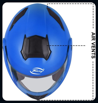 fuery Flip-up Plain Visor Blue Helmet Z048_New Motorsports Helmet(Blue)