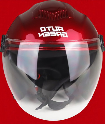 TRINOS Autogreen Open ABS Material with Pc Visor (NN-1) Motorbike Helmet(Red)