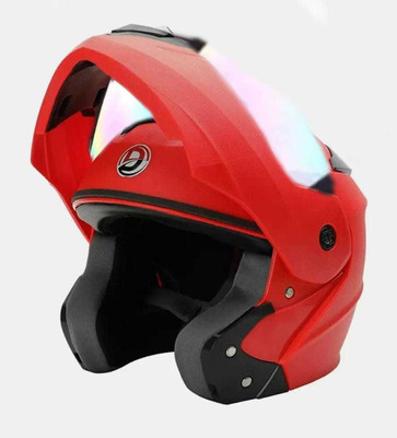 Agx Flipup with Rainbow Visor ABS Material Motorbike Helmet(Red)