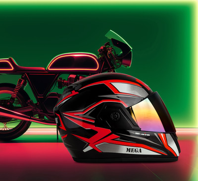 fuery Full Face Mega Jazz 360 Red Helmet Y110 Motorsports Helmet(Red)