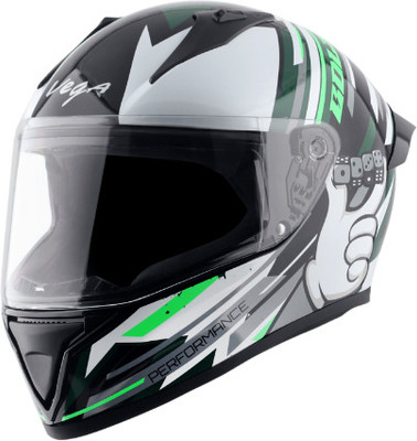 VEGA BOLT DICE FULL FACE BLACK WHITE L SIZE Motorsports Helmet(GLOSSY)