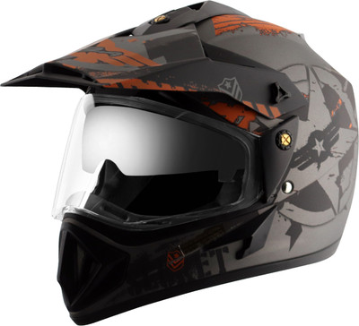 VEGA Off Road D/V Secret Motorbike Helmet(Dull Anthracite Black)