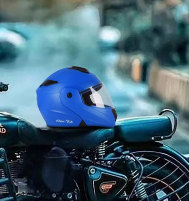 fuery Flip-up Plain Visor Blue Helmet Z053 Motorsports Helmet(Blue)