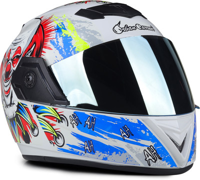Urban Carrier ABS Joker Full Face Rainbow Visor Motorbike Helmet  (White) For Rs. 763 @ 62 %