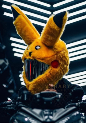 BestLook PIKACHU TYPE BUNNY HELMET COVER ONLY FOR MOTORBIKE HELMET Motorsports Helmet(Yellow)