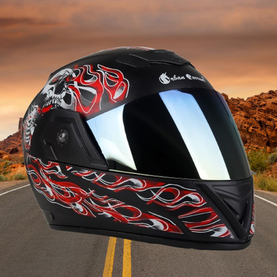 urban carrier ABS Material Full Face Rainbow Visor, UV Scratch Resistance Motorbike Helmet Motorbike Helmet(Red)