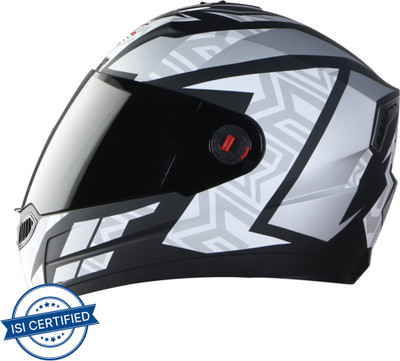 Steelbird SBA-1 CESAR Motorbike Helmet(Matt Black White with Smoke Visor)